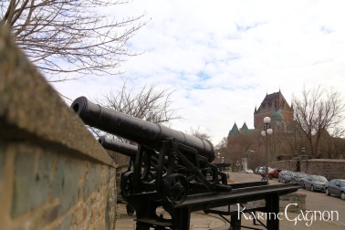 Canons in Vieux-Québec with Château Frontenac in the background, Québec City, QC